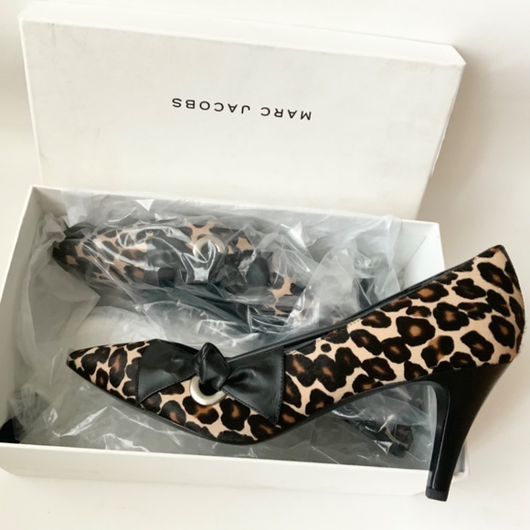 Marc Jacobs Daryl Women's Leather Pointy Toe Pump Leopard Stiletto Heel Shoes 41 - Picture 3 of 11